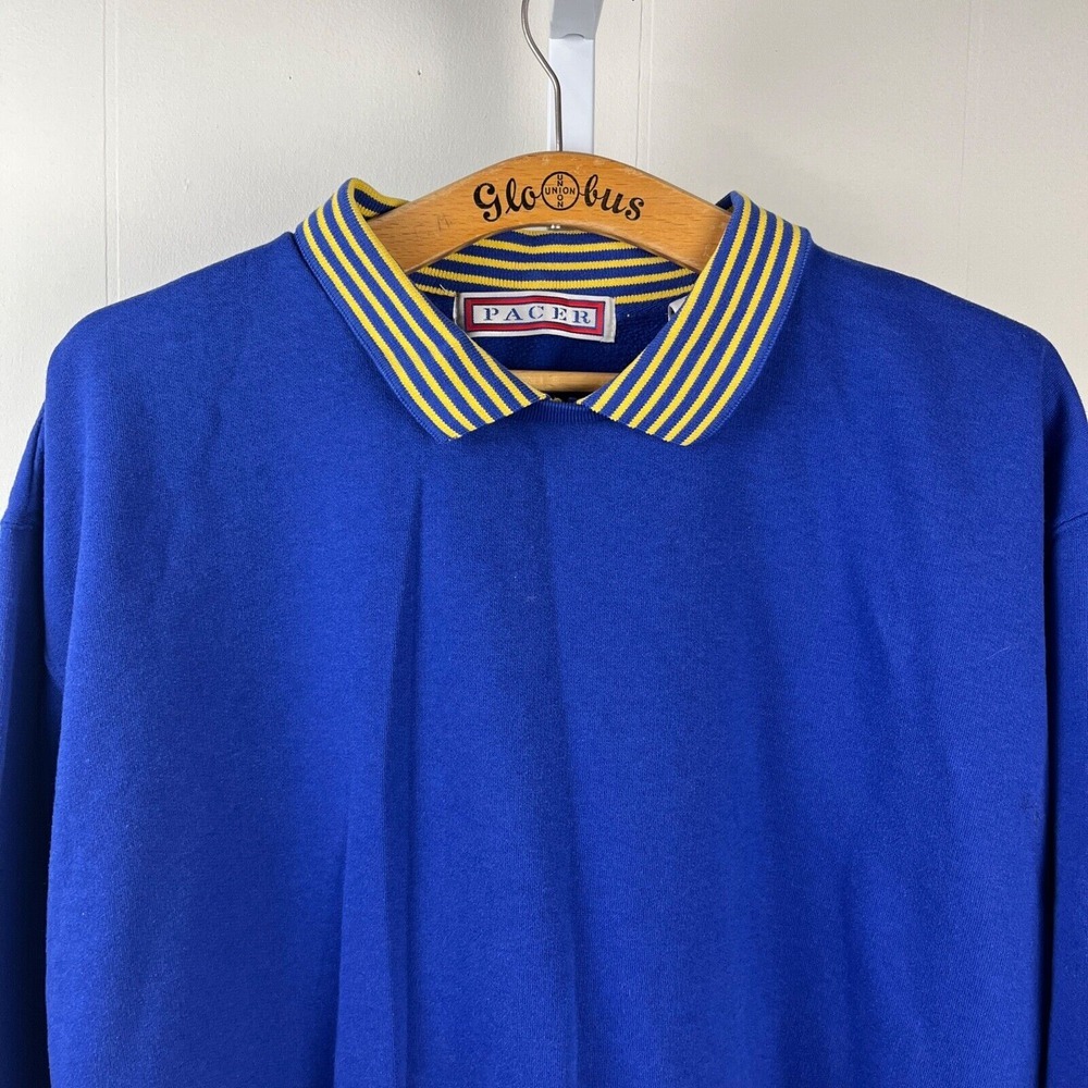 Vintage Pacer Collared Sweatshirt Mens‎ Large Blue Gold Long Sleeve Pullover